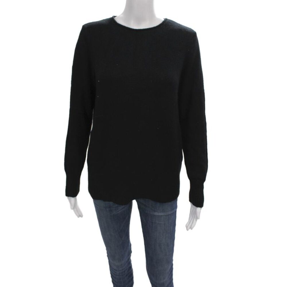 Renuar Womens Black Crew Neck Pullover Sweater Long Sleeve Size L